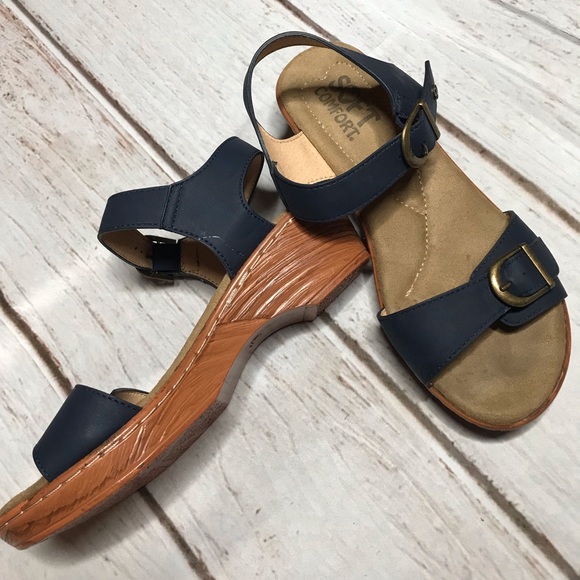 Soft Comfort Garden Path Wedge Sandals Navy Size 7.5 - Picture 1 of 10